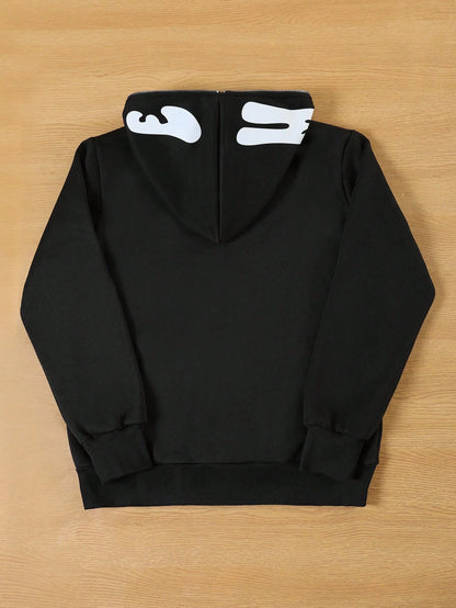 Hooded Y2K Street Printed Sweatshirt Sweatshirt For Teenage Boys, Halloween Theme Fall Winter