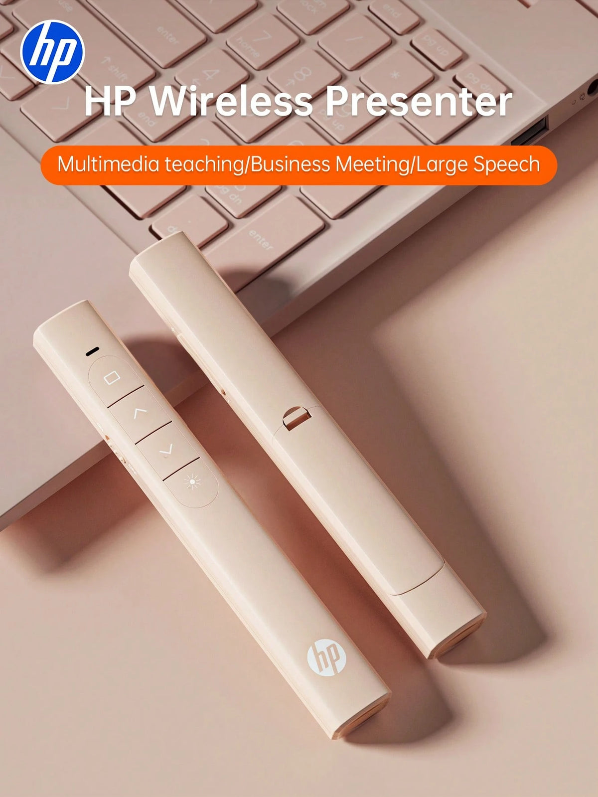 HP- USB Wireless Presentation Remote Control With Hyperlink And Volume Control Functions For PowerPoint Office Presentation, Compatible With Keynote/PPT/PC/Laptop, Comes With Storage Bag
