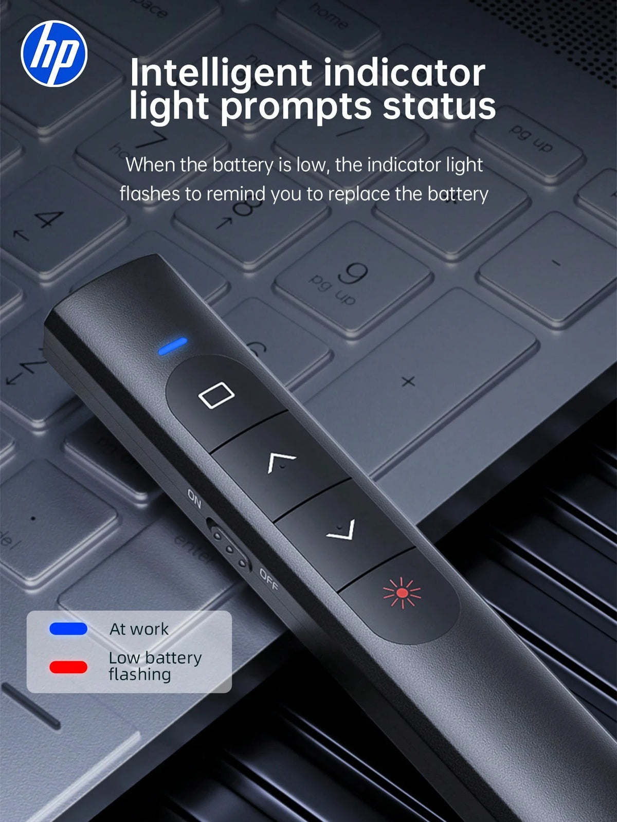 HP- USB Wireless Presentation Remote Control With Hyperlink And Volume Control Functions For PowerPoint Office Presentation, Compatible With Keynote/PPT/PC/Laptop, Comes With Storage Bag