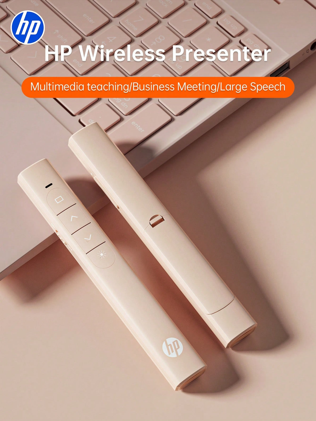 HP- USB Wireless Presentation Remote Control With Hyperlink And Volume Control Functions For PowerPoint Office Presentation, Compatible With Keynote/PPT/PC/Laptop, Comes With Storage Bag