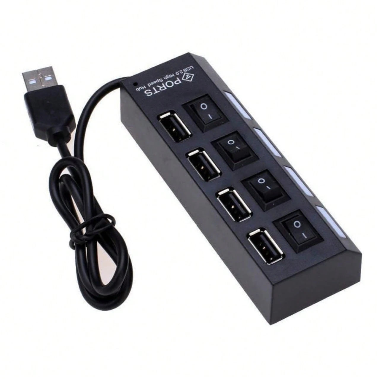 huaxunyuan 7-Port USB Hub With Individual Switches- High Speed USB 2.0 Splitter With LED Indicators, Plug And Play Multi-Port Adapter For Computers, Laptops, Desktops, Office, Home, Gaming Accessorie