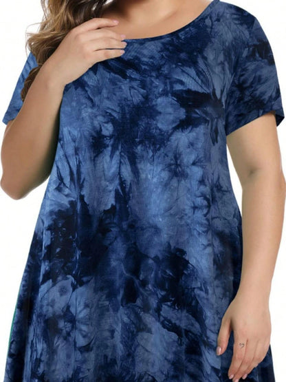 Huskary Plus Size Tops For Women Round Neck Short Sleeve Shirts Casual Summer Clothes Tunics For Leggings