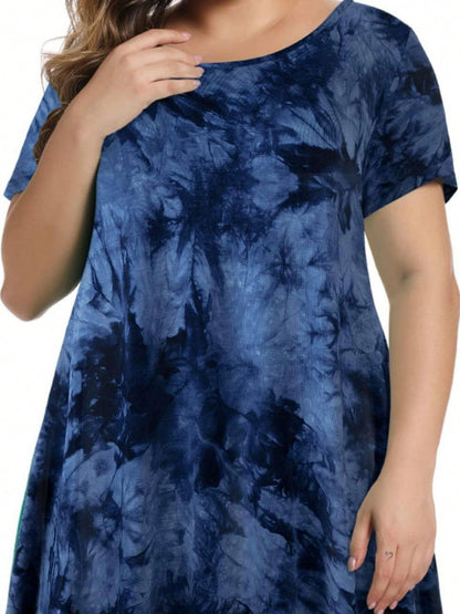 Huskary Plus Size Tops For Women Round Neck Short Sleeve Shirts Casual Summer Clothes Tunics For Leggings