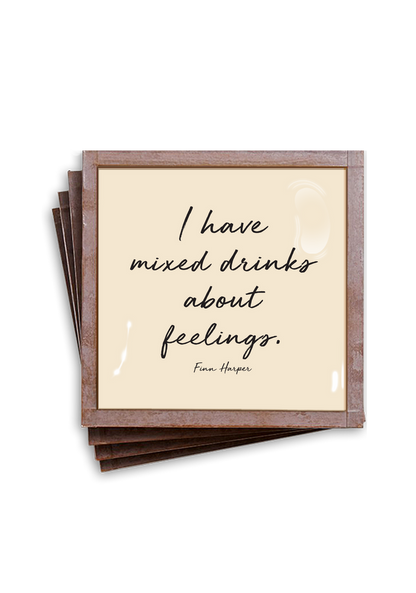 I Have Mixed Drinks About Feelings Copper & Glass Coasters, Set of 4 - Ben's Garden