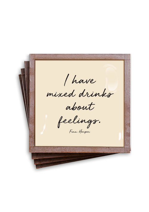 I Have Mixed Drinks About Feelings Copper & Glass Coasters, Set of 4 - Ben's Garden