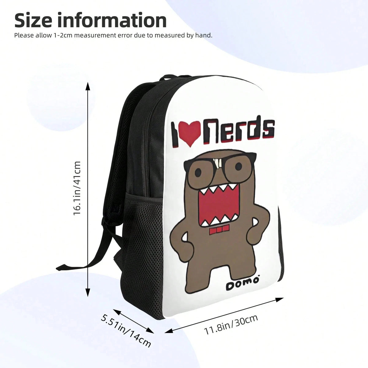 I Love Nerds Domo Kun Backpack Trekking Backpacks Female Colorful Lightweight School Bags Modern Rucksack