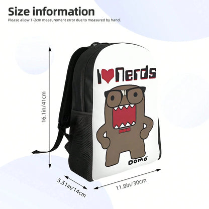 I Love Nerds Domo Kun Backpack Trekking Backpacks Female Colorful Lightweight School Bags Modern Rucksack
