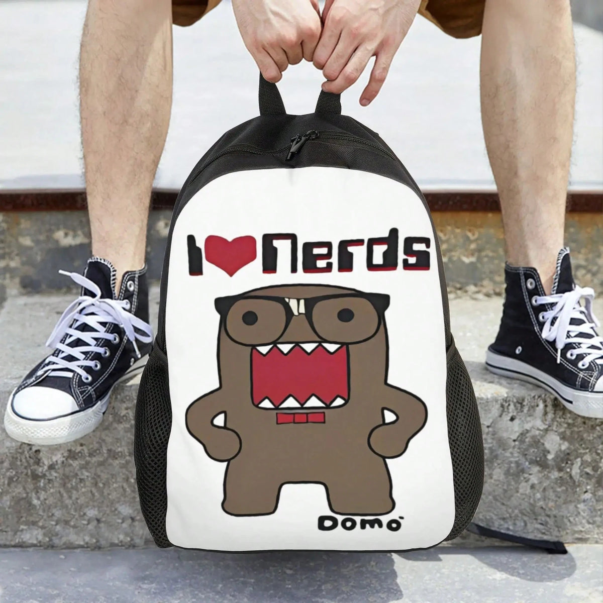 I Love Nerds Domo Kun Backpack Trekking Backpacks Female Colorful Lightweight School Bags Modern Rucksack