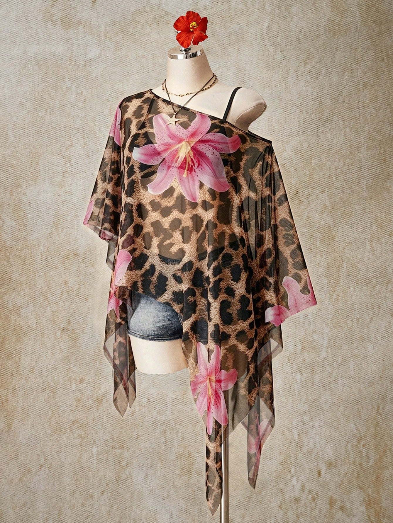 ICON Plus Size Women's Floral Print Off-Shoulder Casual Versatile Daily Wear Top
