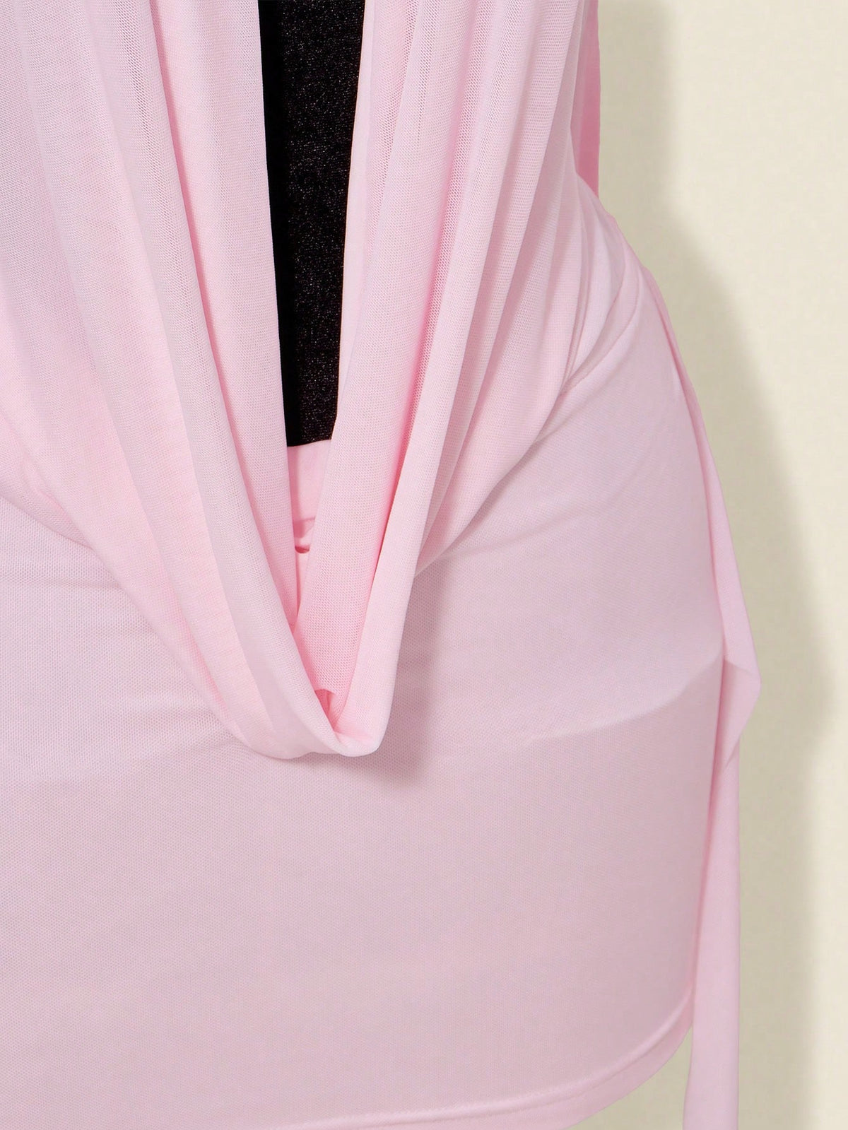 ICON Sexy Oversized Plunging Neckline Mesh Patchwork Backless Mini Dress Pink,Dresses For Women Elegant,Autumn Dresses For Women Club Night Out