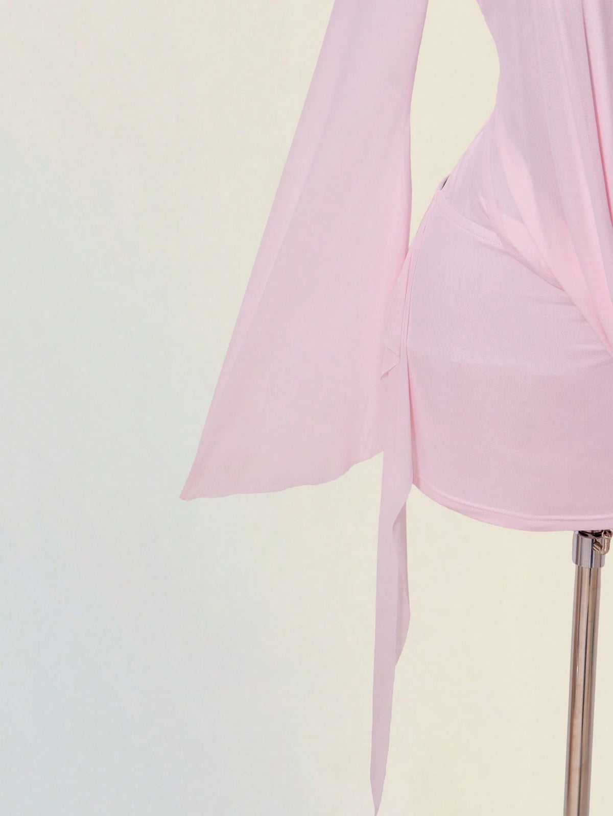 ICON Sexy Oversized Plunging Neckline Mesh Patchwork Backless Mini Dress Pink,Dresses For Women Elegant,Autumn Dresses For Women Club Night Out