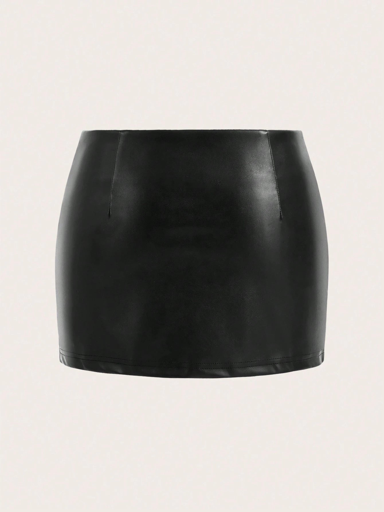 ICON Y2k Black Pu Mini Skirt With Slanted Zipper And Belt Detail