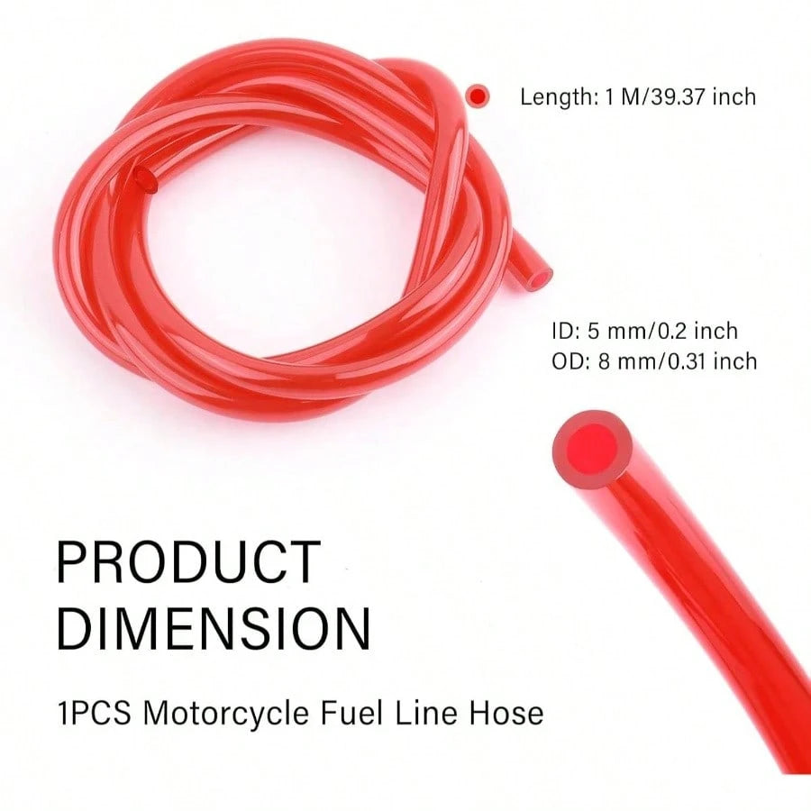 ID 5mmx OD 8mm Motorcycle Fuel Line Hose, Flexible Fuel Hose With Anti- Aging PVC Fuels Gas Transportation, Professional Gas Line Hoses Motorcycle Petrol System Red