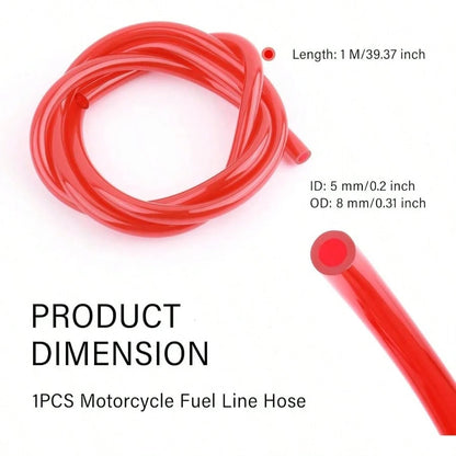 ID 5mmx OD 8mm Motorcycle Fuel Line Hose, Flexible Fuel Hose With Anti- Aging PVC Fuels Gas Transportation, Professional Gas Line Hoses Motorcycle Petrol System Red