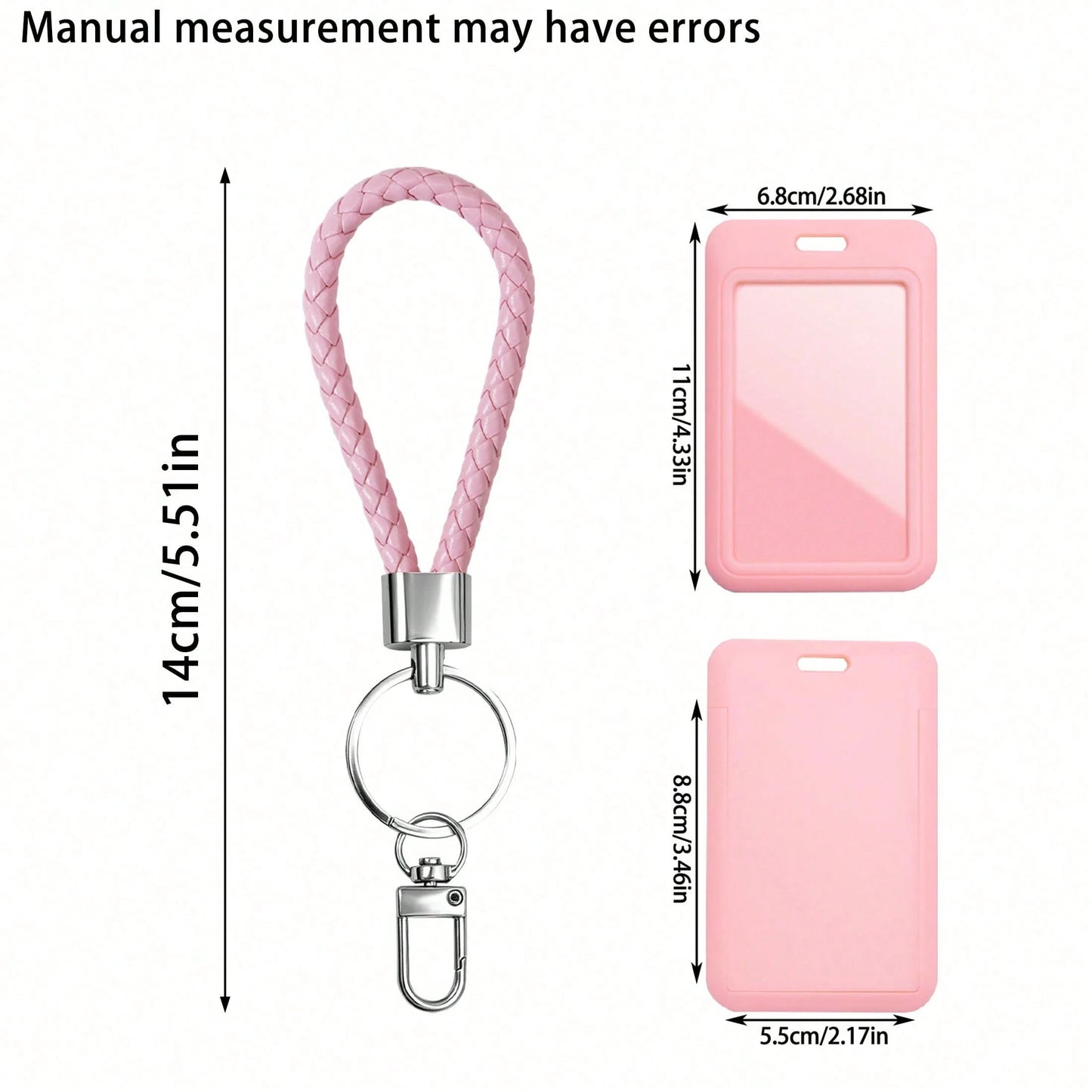ID Card Badge Holder With PU Leather Keychain, Plastic Slide Open With ID Window For Women Men Students,Back To School Gift, Id Badge Holder
