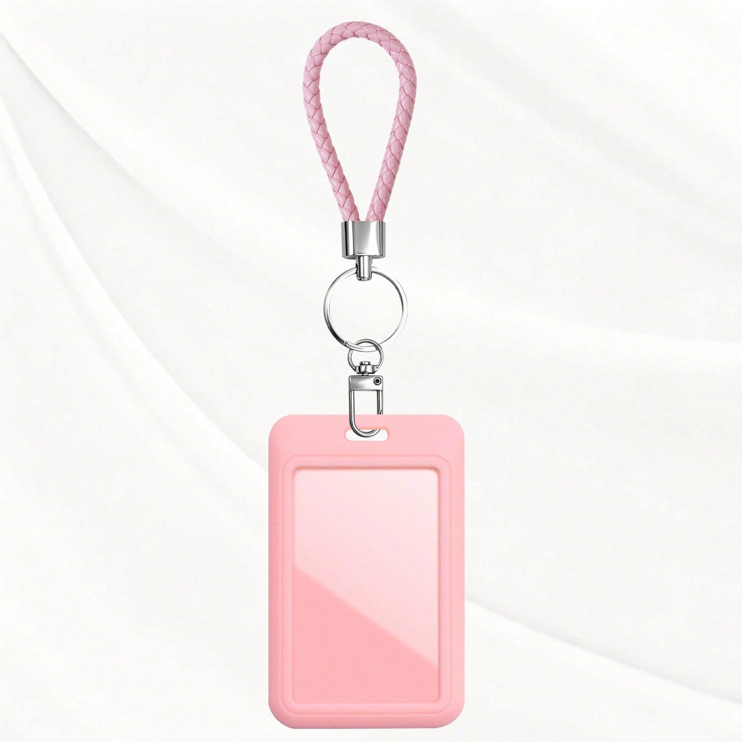 ID Card Badge Holder With PU Leather Keychain, Plastic Slide Open With ID Window For Women Men Students,Back To School Gift, Id Badge Holder