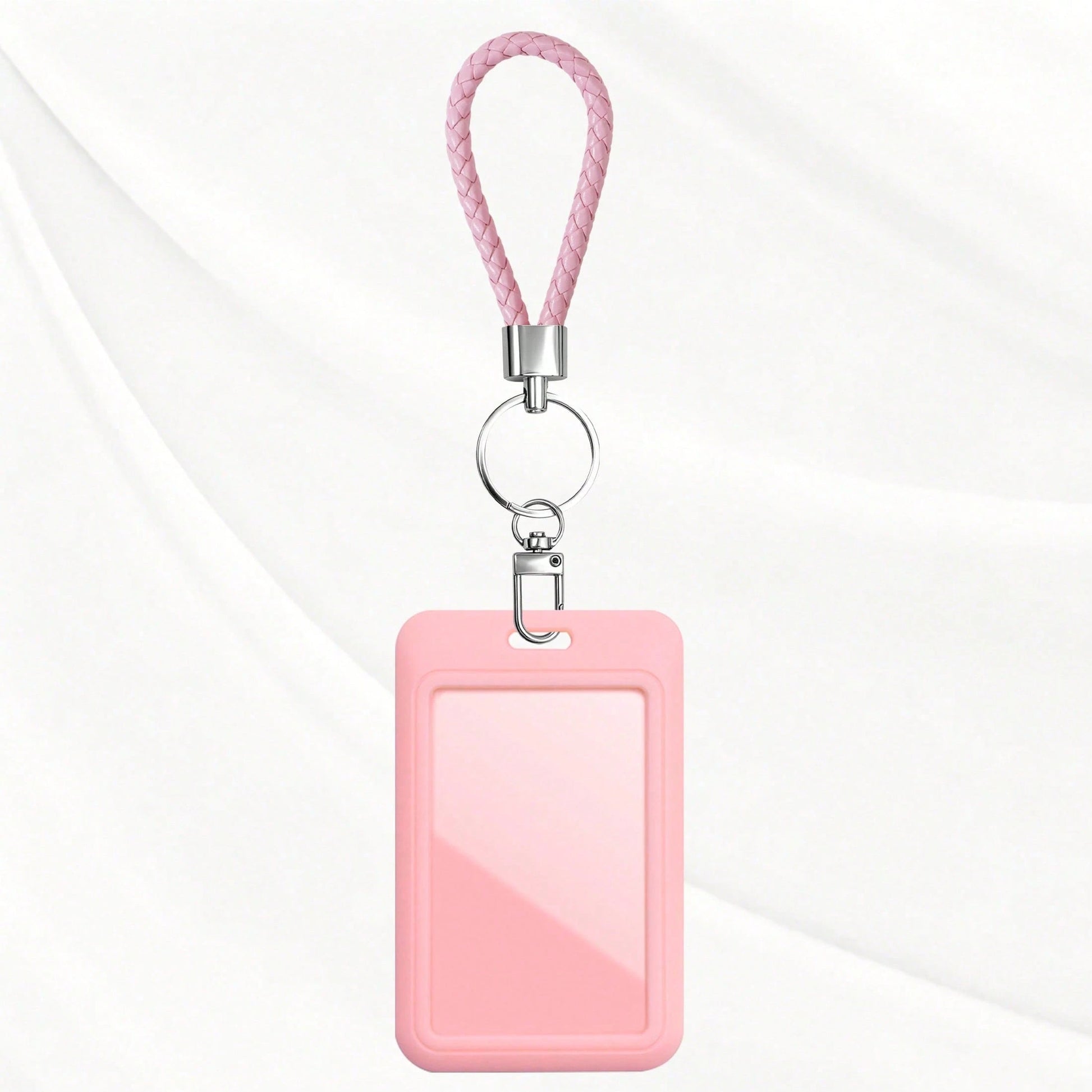 ID Card Badge Holder With PU Leather Keychain, Plastic Slide Open With ID Window For Women Men Students,Back To School Gift, Id Badge Holder