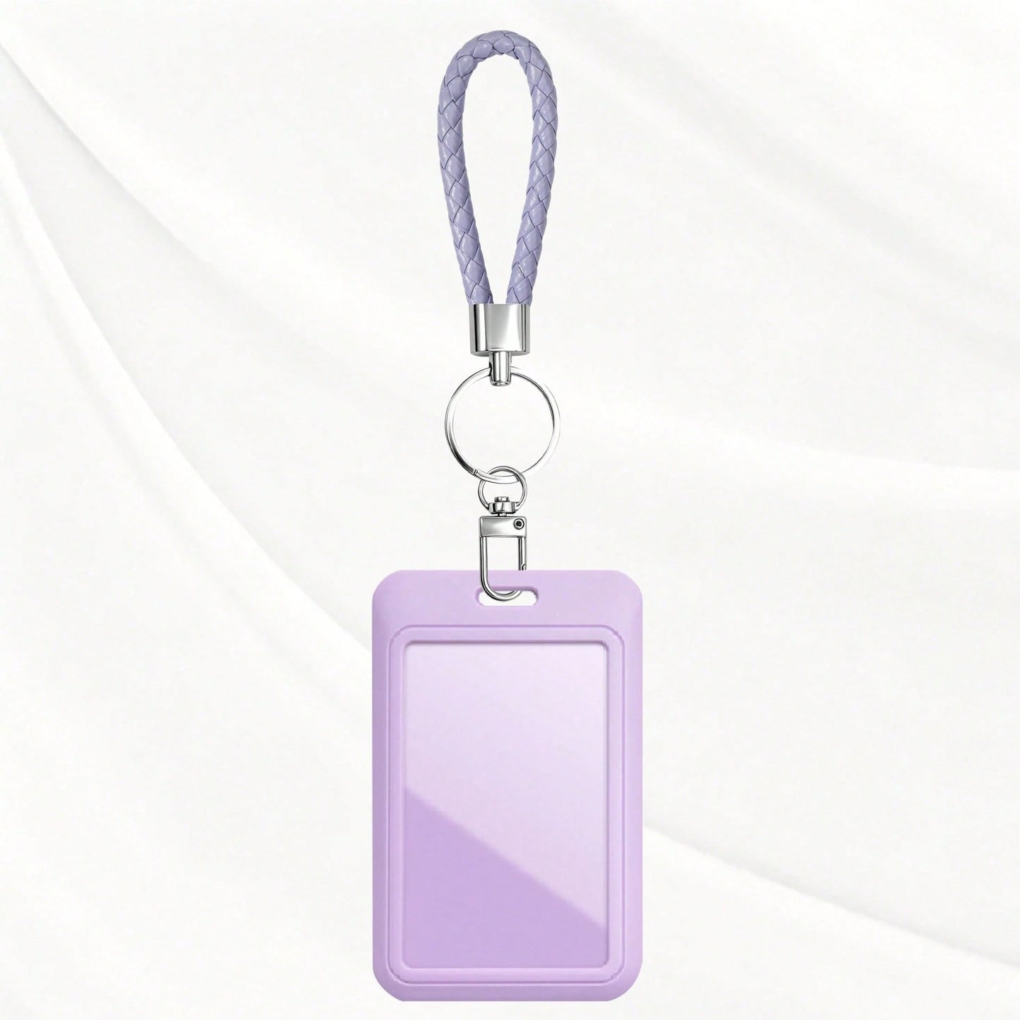 ID Card Badge Holder With PU Leather Keychain, Plastic Slide Open With ID Window For Women Men Students,Back To School Gift, Id Badge Holder