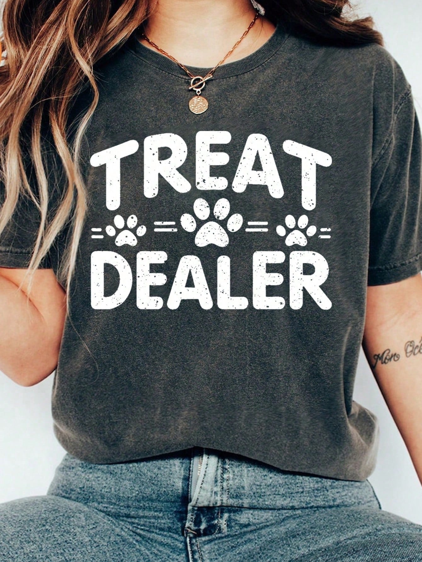 INAWLY Plus Size Casual Summer Letter Print Short Sleeve T-Shirt