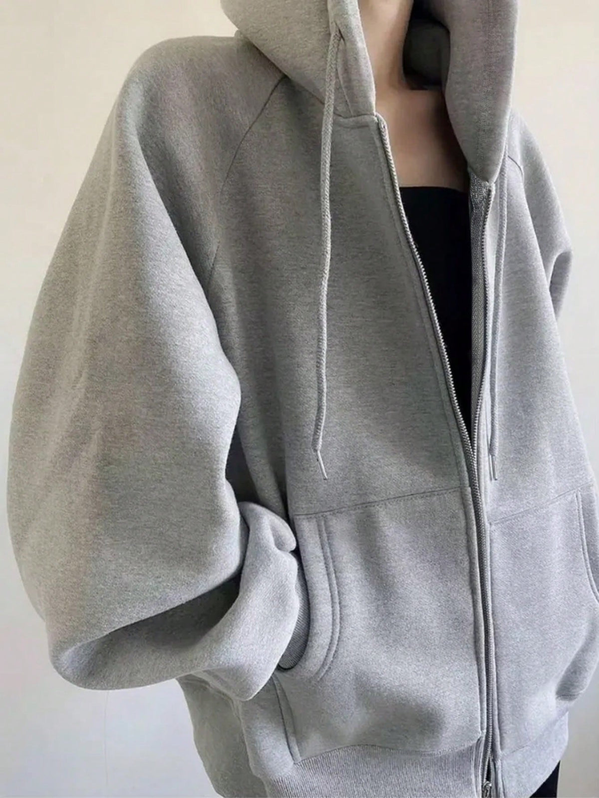 INAWLY Plus Size Women Loose Casual Hooded Zip-Up Cardigan Fall