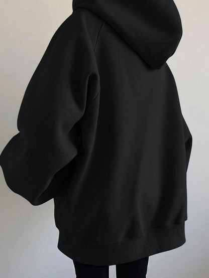 INAWLY Plus Size Women Loose Casual Hooded Zip-Up Cardigan Fall