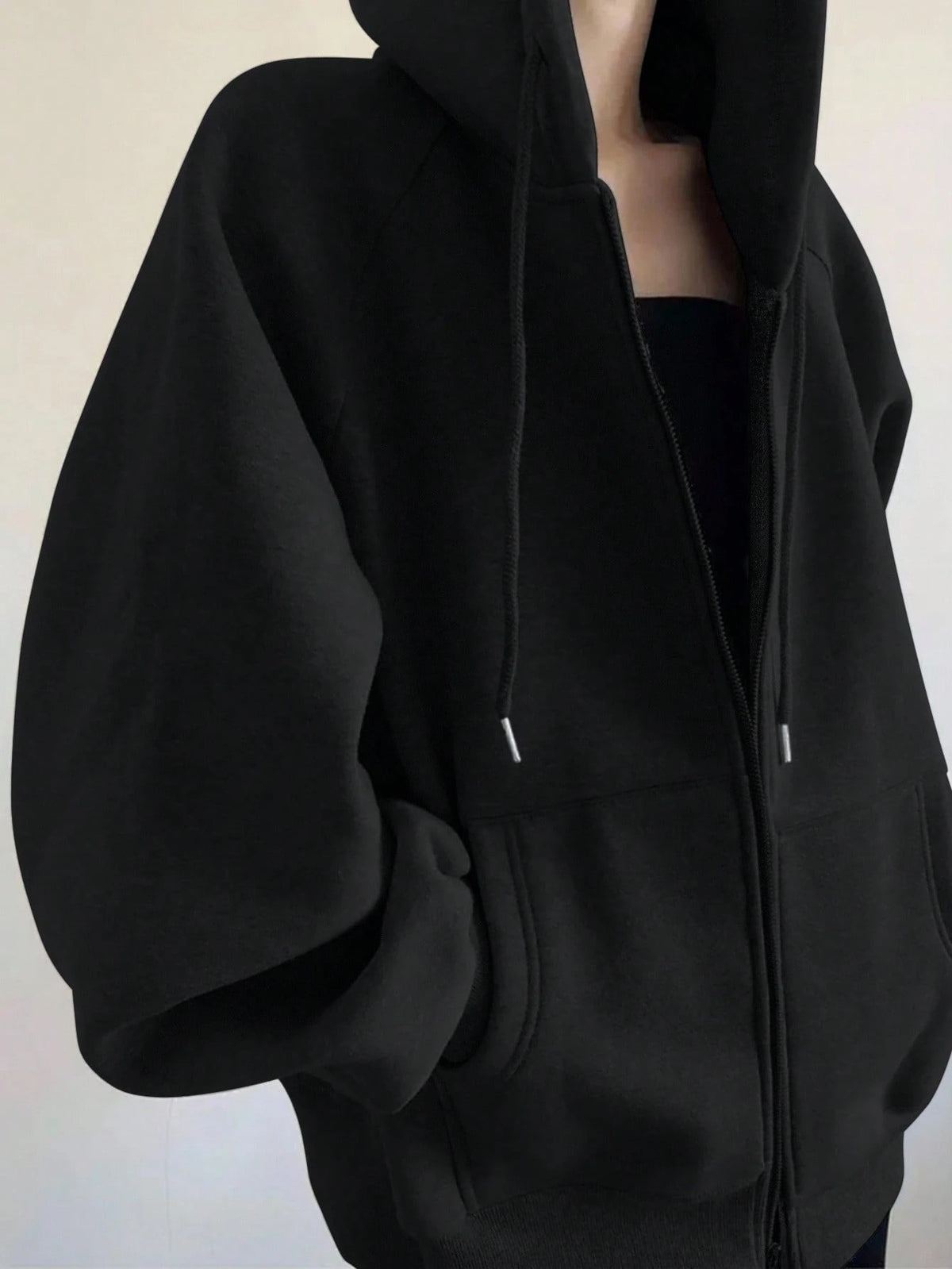 INAWLY Plus Size Women Loose Casual Hooded Zip-Up Cardigan Fall