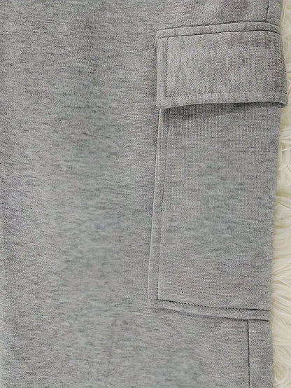 INAWLY Solva Women's Gray Solid Color Drawstring Pocket Casual Lounge Straight Sweatpants,Winter Fall Cloth,Back To School Teacher Graduation Outfits For Women