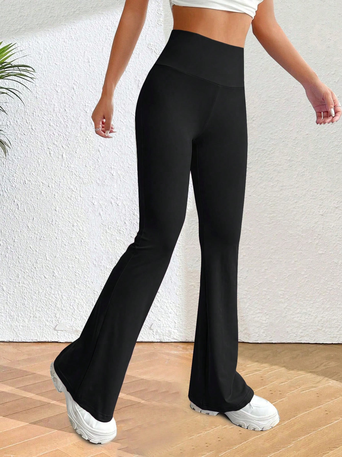 INAWLY Solva Women's Solid Color High Waist Simple Casual Long Pants Fall Cloth For Women