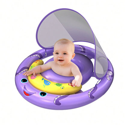 Inflatable Baby Pool Float With UPF50+ Canopy, Play Console & Adjustable Safety Seat For Infants 6-36 Months