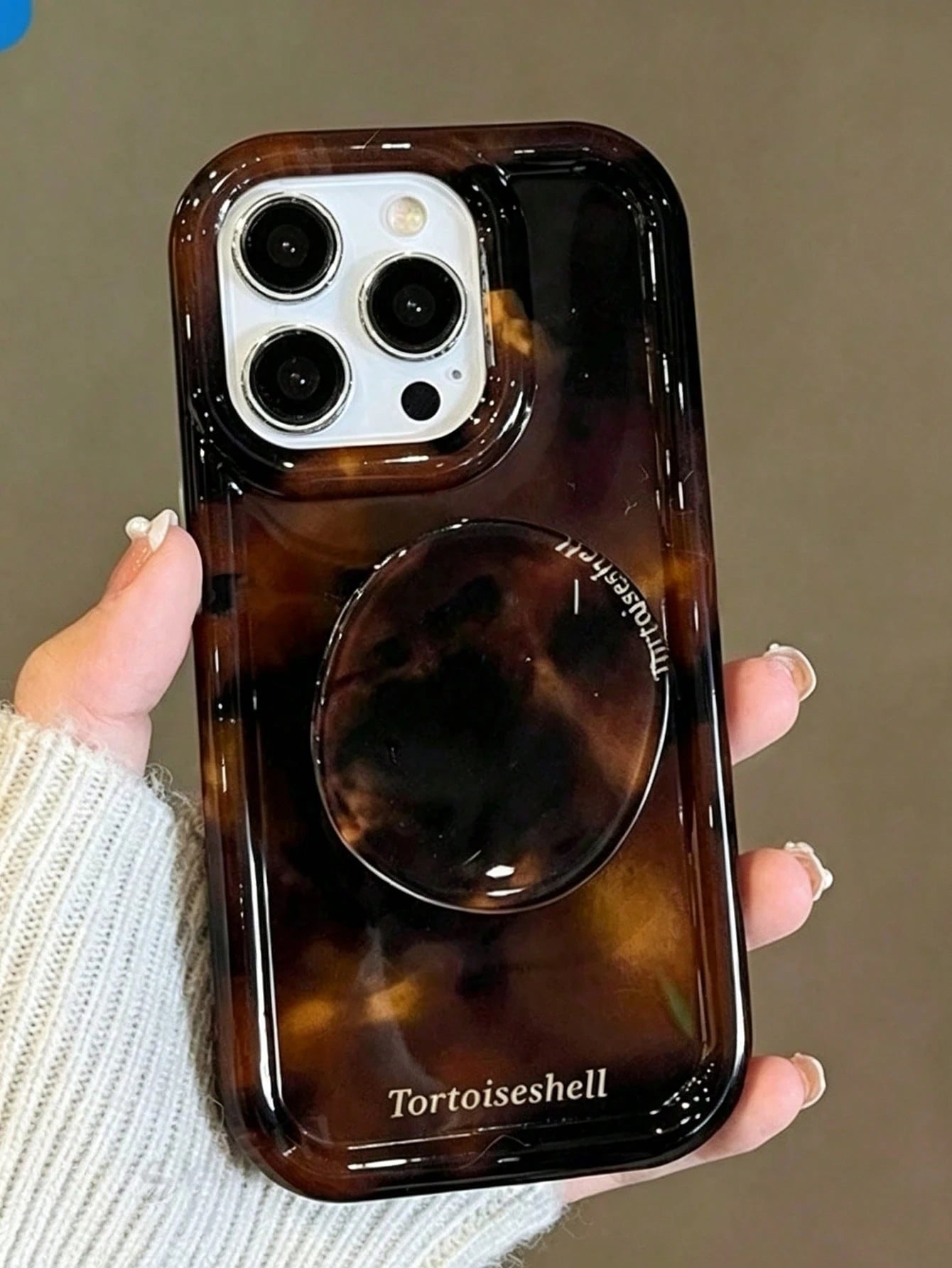 Ins Style Premium Amber Phone Case With Stand, Compatible With IPhone 15 Pro Max/14 Pro/13/12 Pro/11, Autumn/Winter Creative Influencer Women's Apple 14 Protective Shell