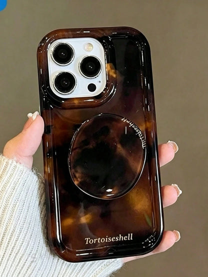 Ins Style Premium Amber Phone Case With Stand, Compatible With IPhone 15 Pro Max/14 Pro/13/12 Pro/11, Autumn/Winter Creative Influencer Women's Apple 14 Protective Shell