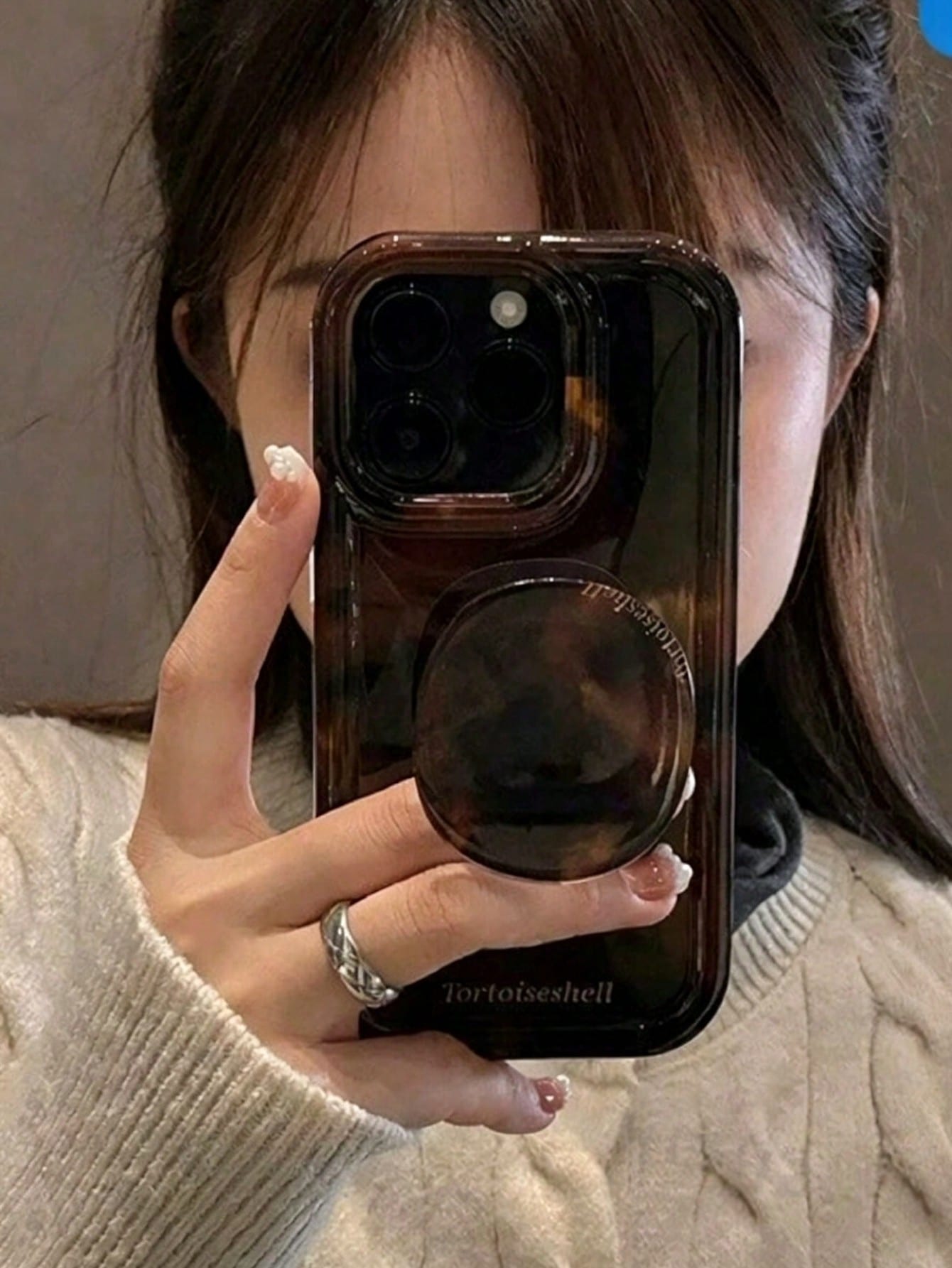 Ins Style Premium Amber Phone Case With Stand, Compatible With IPhone 15 Pro Max/14 Pro/13/12 Pro/11, Autumn/Winter Creative Influencer Women's Apple 14 Protective Shell