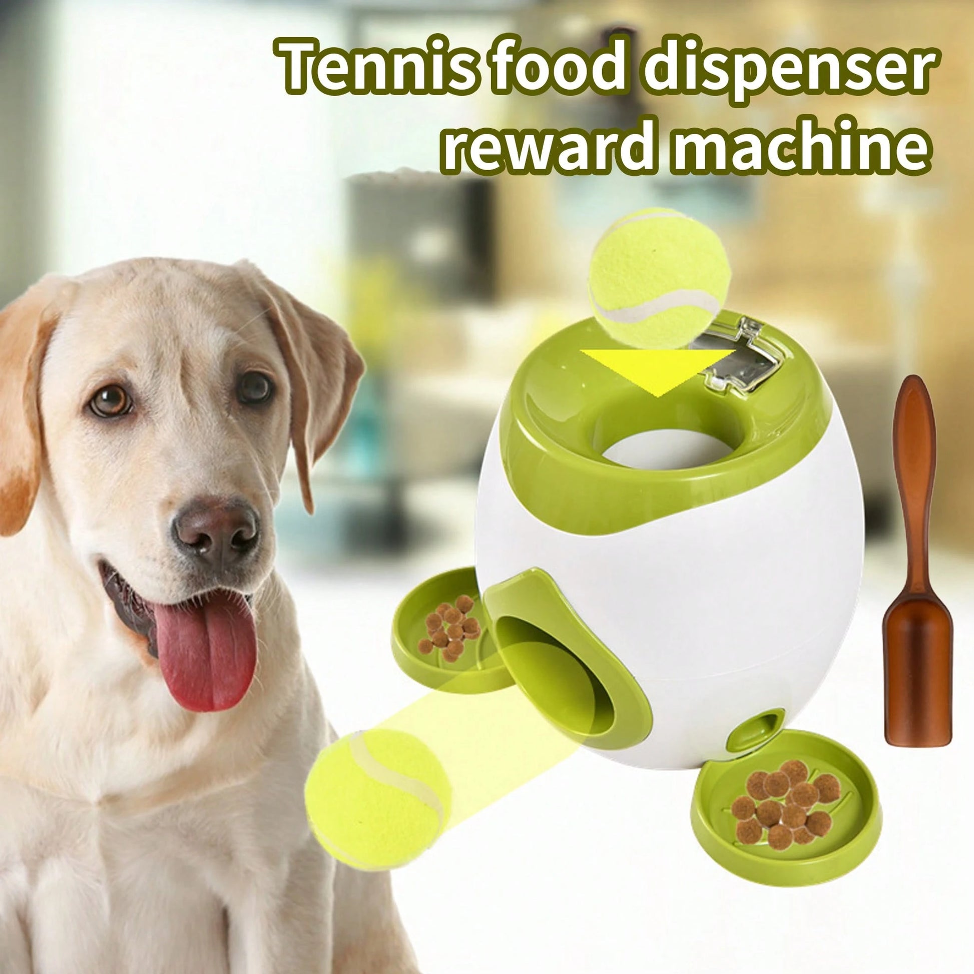 Interactive Dog Ball Launcher With Treat Dispenser, Portable Tennis Ball Thrower Training Toy For Medium To Large Dogs, Indoor Outdoor Pet Play Toy Available In Green, Dark Gray, And Light Gray With 2