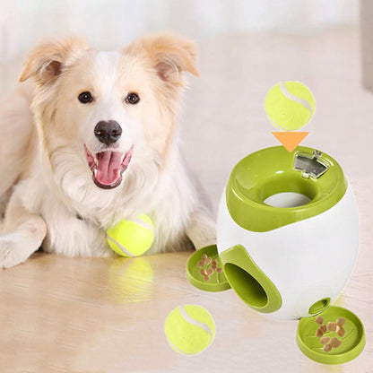 Interactive Dog Ball Launcher With Treat Dispenser, Portable Tennis Ball Thrower Training Toy For Medium To Large Dogs, Indoor Outdoor Pet Play Toy Available In Green, Dark Gray, And Light Gray With 2