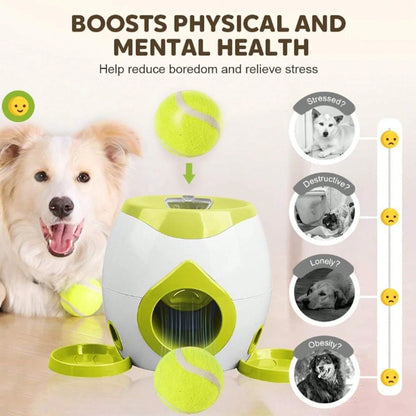 Interactive Dog Ball Launcher With Treat Dispenser, Portable Tennis Ball Thrower Training Toy For Medium To Large Dogs, Indoor Outdoor Pet Play Toy Available In Green, Dark Gray, And Light Gray With 2