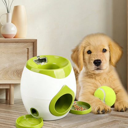 Interactive Dog Ball Launcher With Treat Dispenser, Portable Tennis Ball Thrower Training Toy For Medium To Large Dogs, Indoor Outdoor Pet Play Toy Available In Green, Dark Gray, And Light Gray With 2