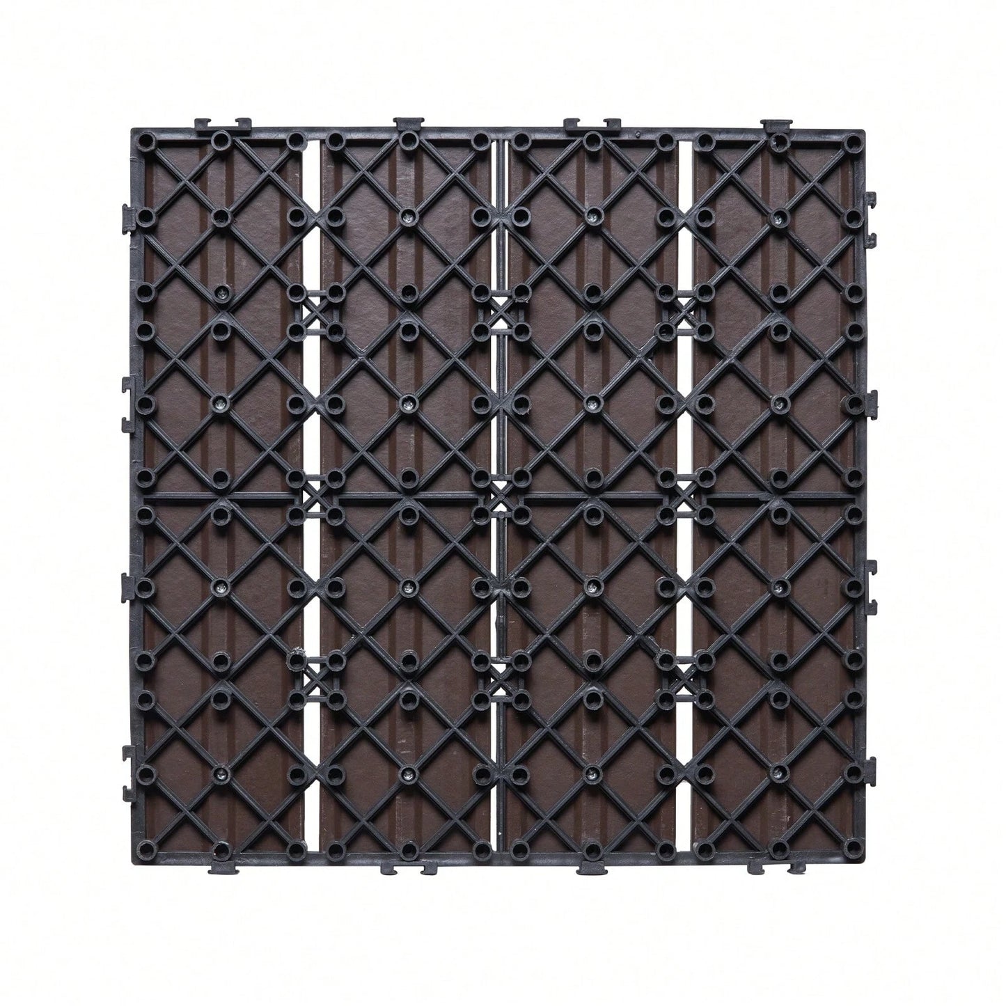 Interlocking Deck Tiles Plastic Wood, 10 Pack,12"X12" 10 Sq. Ft Waterproof Outdoor Flooring All Weather Use, Patio Floor Decking Covering Tiles For Porch Poolside Balcony Backyard, Dark Brown