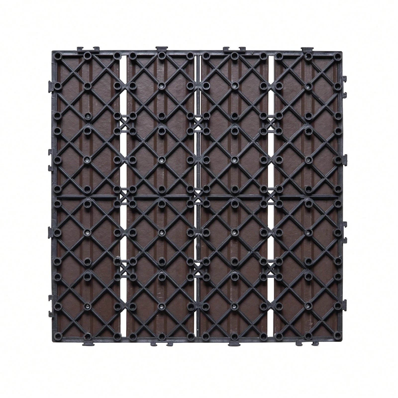 Interlocking Deck Tiles Plastic Wood, 10 Pack,12"X12" 10 Sq. Ft Waterproof Outdoor Flooring All Weather Use, Patio Floor Decking Covering Tiles For Porch Poolside Balcony Backyard, Dark Brown