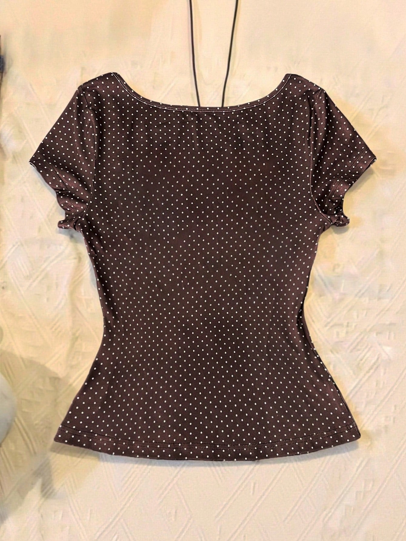 IslaSuriya Plus Size Women Polka Dot Print Front Knot Short Sleeve T-Shirt