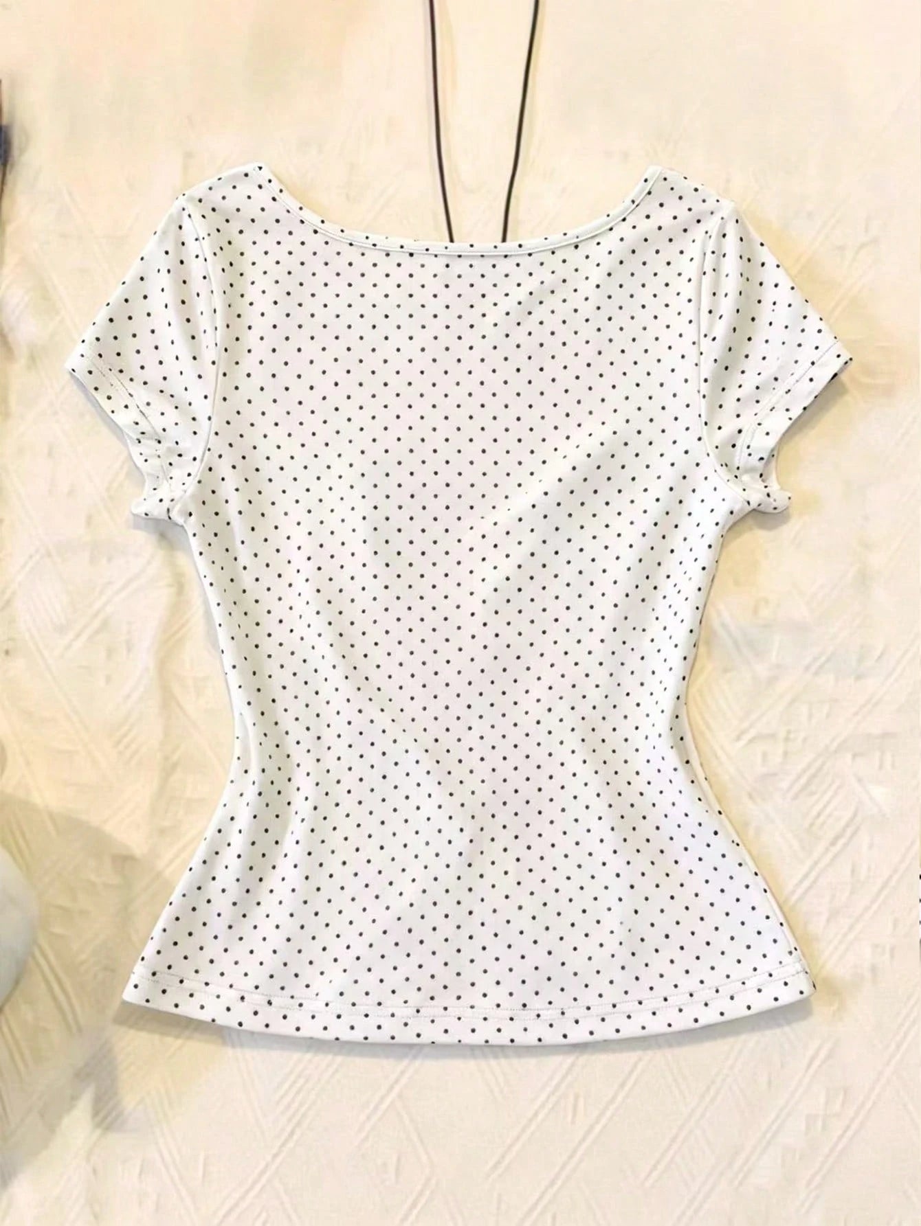 IslaSuriya Plus Size Women Polka Dot Print Front Knot Short Sleeve T-Shirt