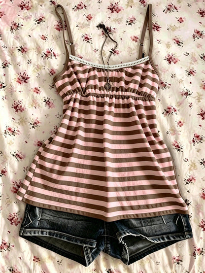 IslaSuriya Summer Casual Retro Y2K Striped Women Camisole