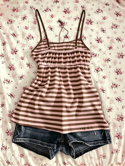 IslaSuriya Summer Casual Retro Y2K Striped Women Camisole