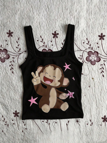 IslaSuriya Women's Casual Cartoon Print Versatile Daily Wear Top