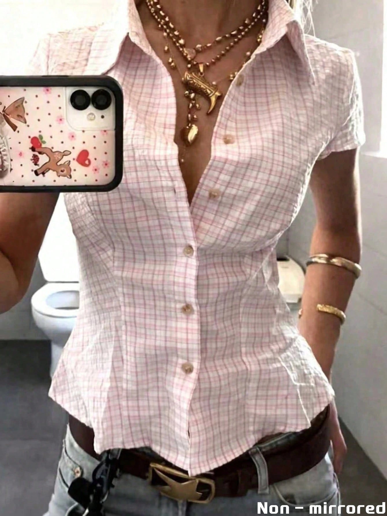 IslaSuriya Women's Polo Collar Short Sleeve Fitted Shirt