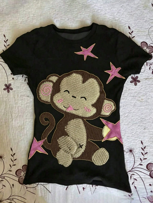 IslaSuriya Women's Summer Casual Cartoon Print T-Shirt