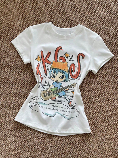 IslaSuriya Women's Summer Casual Cartoon Print T-Shirt