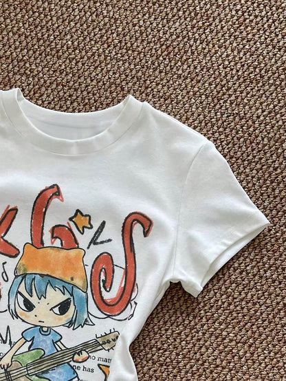 IslaSuriya Women's Summer Casual Cartoon Print T-Shirt