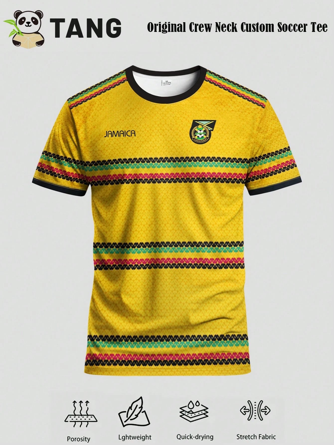 Jamaica Style Men's Soccer Jersey & Round Neck Soft Lightweight Sports Top & Match, Training, Casual, Gift & World Cup