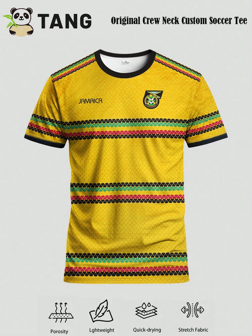 Jamaica Style Men's Soccer Jersey & Round Neck Soft Lightweight Sports Top & Match, Training, Casual, Gift & World Cup