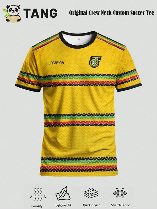 Jamaica Style Men's Soccer Jersey & Round Neck Soft Lightweight Sports Top & Match, Training, Casual, Gift & World Cup